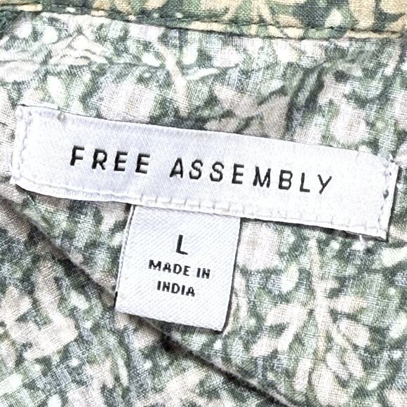 Free Assembly Flowy Midi Dress Sz L 3/4 Balloon Sleeves Blue Floral Country Core - Picture 9 of 10